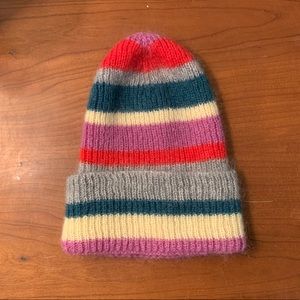 Mohair Wool Stripe Knit Hat